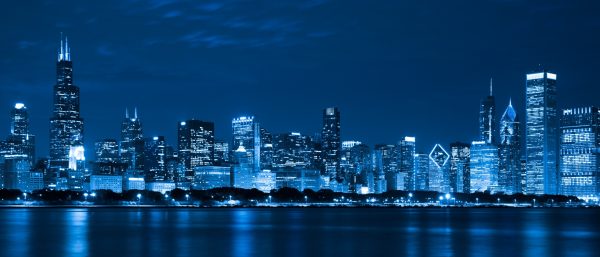 chicago skyline night